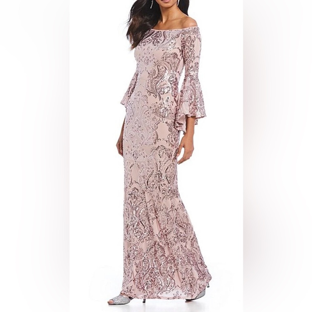 Betsey & Adams Off the Shoulder Sequin Embellished Gown size 10